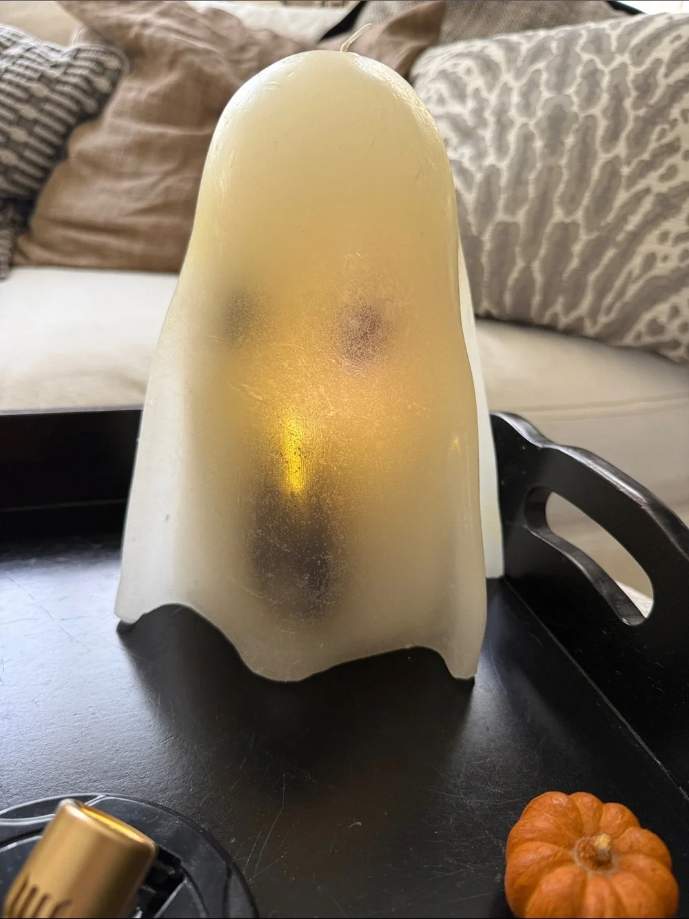 Retired Pottery Barn Frosted White Ghost candle